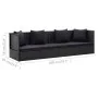 Garden sofa with black synthetic rattan cushions and pillows by vidaXL, Loungers - Ref: Foro24-46087, Price: 290,29 €, Discou...