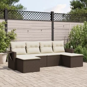 Set sofás de jardín 6 piezas y cojines ratán sintético marrón de , Conjuntos de jardín - Ref: Foro24-3220522, Precio: 362,25 ...