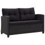 Sofá de jardín 2 plazas y cojines ratán sintético negro 124 cm de vidaXL, Sofás de exterior - Ref: Foro24-46155, Precio: 263,...