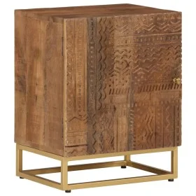 Mesita de noche madera maciza de mango y hierro 40x30x50 cm de , Mesitas de noche - Ref: Foro24-371994, Precio: 76,24 €, Desc...