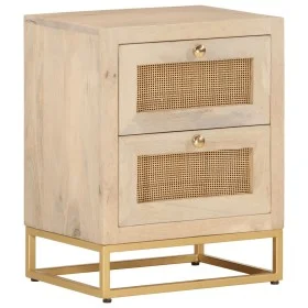 Solid mango wood and iron bedside table 40x30x50 cm by , Nightstands - Ref: Foro24-372019, Price: 150,60 €, Discount: %