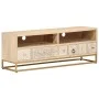Mueble de TV madera maciza de mango y hierro 110x30x40 cm de , Almacenamiento para CD y DVD - Ref: Foro24-372012, Precio: 160...