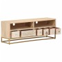 Mueble de TV madera maciza de mango y hierro 110x30x40 cm de , Almacenamiento para CD y DVD - Ref: Foro24-372012, Precio: 162...