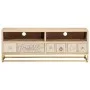 Mueble de TV madera maciza de mango y hierro 110x30x40 cm de , Almacenamiento para CD y DVD - Ref: Foro24-372012, Precio: 160...