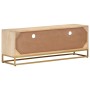 Mueble de TV madera maciza de mango y hierro 110x30x40 cm de , Almacenamiento para CD y DVD - Ref: Foro24-372012, Precio: 162...