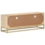 Mueble de TV madera maciza de mango y hierro 110x30x40 cm de , Almacenamiento para CD y DVD - Ref: Foro24-372012, Precio: 160...