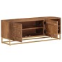 Mueble de TV madera maciza de mango y hierro 110x30x40 cm de , Almacenamiento para CD y DVD - Ref: Foro24-371996, Precio: 232...