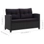 Sofá de jardín 2 plazas y cojines ratán sintético negro 124 cm de vidaXL, Sofás de exterior - Ref: Foro24-46155, Precio: 263,...