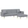 Sofá cama de 2 plazas con almohadas y taburete tela gris claro de , Sofás - Ref: Foro24-3216258, Precio: 334,47 €, Descuento: %