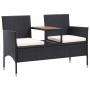 Banco de jardín 2 plazas y mesita ratán sintético negro 143 cm de vidaXL, Bancos de jardín - Ref: Foro24-46146, Precio: 185,2...