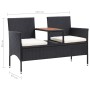 Banco de jardín 2 plazas y mesita ratán sintético negro 143 cm de vidaXL, Bancos de jardín - Ref: Foro24-46146, Precio: 185,2...