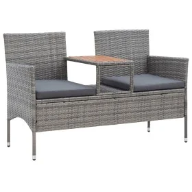 Banco de jardín 2 plazas con mesita ratán sintético gris 143 cm de vidaXL, Bancos de jardín - Ref: Foro24-46147, Precio: 181,...