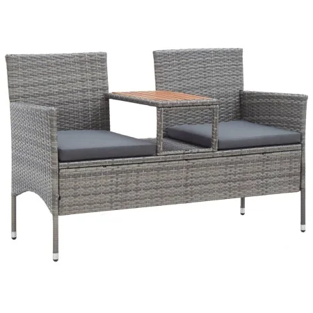 Banco de jardín 2 plazas con mesita ratán sintético gris 143 cm de vidaXL, Bancos de jardín - Ref: Foro24-46147, Precio: 181,...