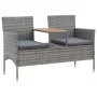 Banco de jardín 2 plazas con mesita ratán sintético gris 143 cm de vidaXL, Bancos de jardín - Ref: Foro24-46147, Precio: 181,...