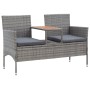 Banco de jardín 2 plazas con mesita ratán sintético gris 143 cm de vidaXL, Bancos de jardín - Ref: Foro24-46147, Precio: 186,...