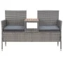 Banco de jardín 2 plazas con mesita ratán sintético gris 143 cm de vidaXL, Bancos de jardín - Ref: Foro24-46147, Precio: 181,...