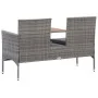 Banco de jardín 2 plazas con mesita ratán sintético gris 143 cm de vidaXL, Bancos de jardín - Ref: Foro24-46147, Precio: 181,...