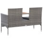 Banco de jardín 2 plazas con mesita ratán sintético gris 143 cm de vidaXL, Bancos de jardín - Ref: Foro24-46147, Precio: 186,...