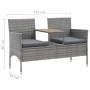 Banco de jardín 2 plazas con mesita ratán sintético gris 143 cm de vidaXL, Bancos de jardín - Ref: Foro24-46147, Precio: 181,...