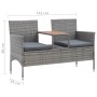 Banco de jardín 2 plazas con mesita ratán sintético gris 143 cm de vidaXL, Bancos de jardín - Ref: Foro24-46147, Precio: 186,...