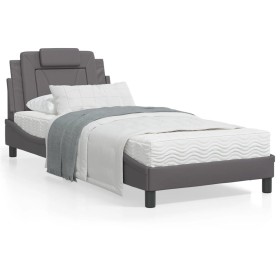 Cama con colchón cuero sintético gris 90x190 cm de , Camas y somieres - Ref: Foro24-3208764, Precio: 266,25 €, Descuento: %