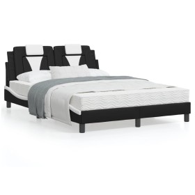 Cama con colchón cuero sintético negro y blanco 120x200 cm de , Camas y somieres - Ref: Foro24-3208787, Precio: 381,78 €, Des...
