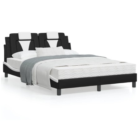 Cama con colchón cuero sintético negro y blanco 120x200 cm de , Camas y somieres - Ref: Foro24-3208787, Precio: 381,78 €, Des...