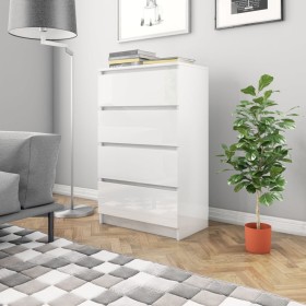 Aparador de madera contrachapada blanco brillante 60x35x98,5 cm de vidaXL, Aparadores - Ref: Foro24-800537, Precio: 125,49 €,...