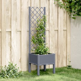 Jardinera con enrejado PP gris 40x40x142 cm de , Maceteros y jardineras - Ref: Foro24-367916, Precio: 56,66 €, Descuento: %