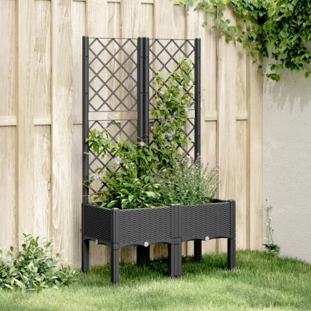 Planter with black PP trellis 80x40x142 cm by , Pots and planters - Ref: Foro24-367923, Price: 69,67 €, Discount: %