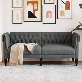 Sofá Chesterfield de 2 plazas tela gris oscuro de , Sofás - Ref: Foro24-372548, Precio: 250,97 €, Descuento: %