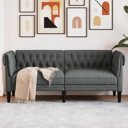Sofá Chesterfield de 2 plazas tela gris oscuro de , Sofás - Ref: Foro24-372548, Precio: 257,02 €, Descuento: %