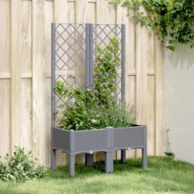 Jardinera con enrejado PP gris 80x40x142 cm de , Maceteros y jardineras - Ref: Foro24-367921, Precio: 74,61 €, Descuento: %