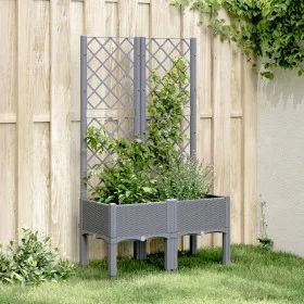 Jardinera con enrejado PP gris 80x40x142 cm de , Maceteros y jardineras - Ref: Foro24-367921, Precio: 69,73 €, Descuento: %