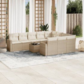 Set de sofás de jardín 11pzas con cojines ratán sintético beige en Conjuntos de jardín | Comprar online en Foru.es