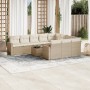 Set de sofás de jardín 11pzas con cojines ratán sintético beige en Conjuntos de jardín | Comprar online en Foru.es