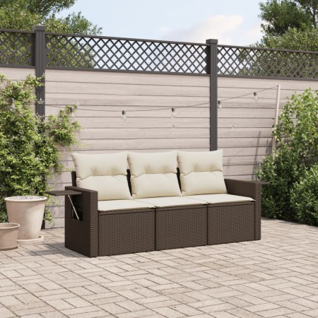 Set sofás de jardín 3 piezas y cojines ratán sintético marrón de , Conjuntos de jardín - Ref: Foro24-3252200, Precio: 229,52 ...