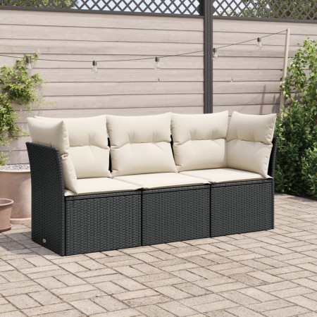 Set de sofás de jardín con cojines 3 pzas ratán sintético negro de , Conjuntos de jardín - Ref: Foro24-3249045, Precio: 201,6...