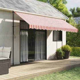 Tela de repuesto de toldo rayas rojas y blancas 4x3,5 m de , Toldos - Ref: Foro24-367717, Precio: 61,83 €, Descuento: %