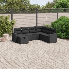 Set de comedor de jardín 7 pzas y cojines ratán sintético negro de , Conjuntos de jardín - Ref: Foro24-3263521, Precio: 447,3...