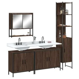 Set de muebles baño 4 pzas madera contrachapada roble marrón de , Muebles de baño - Ref: Foro24-3214694, Precio: 242,21 €, De...