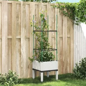 Jardinera con enrejado PP blanco 40x40x142,5 cm de , Maceteros y jardineras - Ref: Foro24-367949, Precio: 26,60 €, Descuento: %