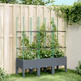 Jardinera con enrejado PP gris 120x40x142,5 cm de , Maceteros y jardineras - Ref: Foro24-367956, Precio: 55,45 €, Descuento: %