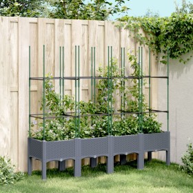 Jardinera con enrejado PP gris 160x40x142,5 cm de , Maceteros y jardineras - Ref: Foro24-367961, Precio: 80,95 €, Descuento: %