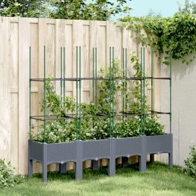 Jardinera con enrejado PP gris 160x40x142,5 cm de , Maceteros y jardineras - Ref: Foro24-367961, Precio: 69,94 €, Descuento: %