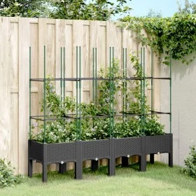 Jardinera con enrejado PP negro 160x40x142,5 cm de , Maceteros y jardineras - Ref: Foro24-367963, Precio: 86,52 €, Descuento: %