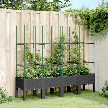 Jardinera con enrejado PP negro 160x40x142,5 cm de , Maceteros y jardineras - Ref: Foro24-367963, Precio: 86,52 €, Descuento: %