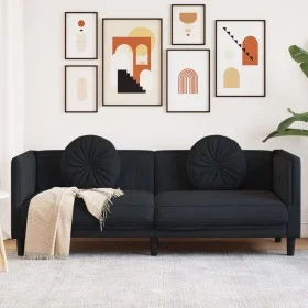 Sofá con cojines 3 plazas terciopelo negro de , Sofás - Ref: Foro24-372647, Precio: 297,95 €, Descuento: %