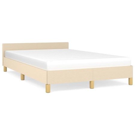 Estructura de cama con cabecero tela crema 120x190 cm de , Camas y somieres - Ref: Foro24-379539, Precio: 123,09 €, Descuento: %