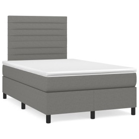 Cama box spring con colchón y LED tela marrón oscuro 120x190 cm de , Camas y somieres - Ref: Foro24-3270205, Precio: 401,43 €...